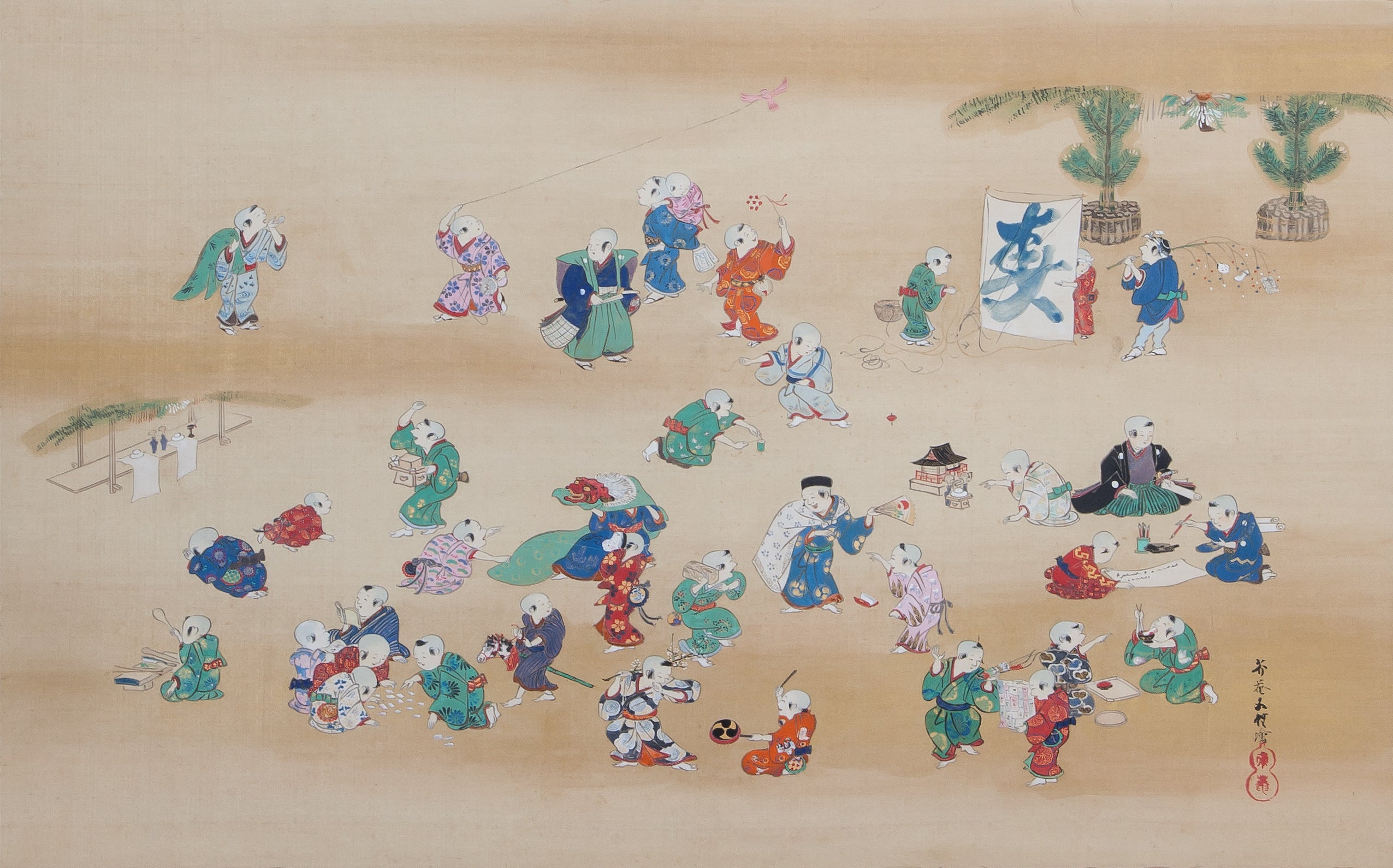 Megata Kaian  Painting of the New Year Boy